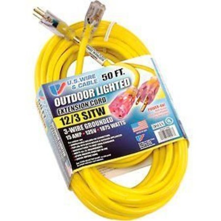 U.S. Wire & Cable U.S. Wire 74050 50 Ft. Power-On Cord W/Indicator Light, 12/3 74050